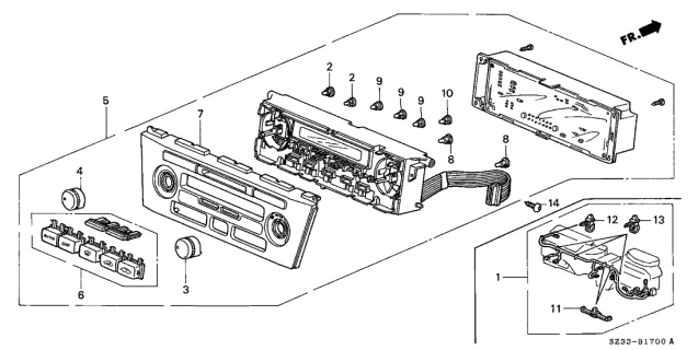 1997 Acura RL 4 Door BASE KA 4AT Heater Control Diagram