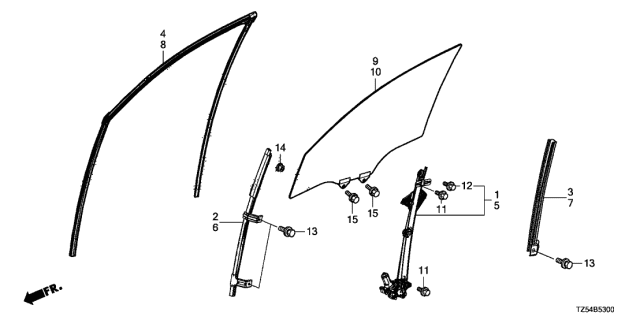 2014 Acura MDX Front Door Windows - Regulator Diagram