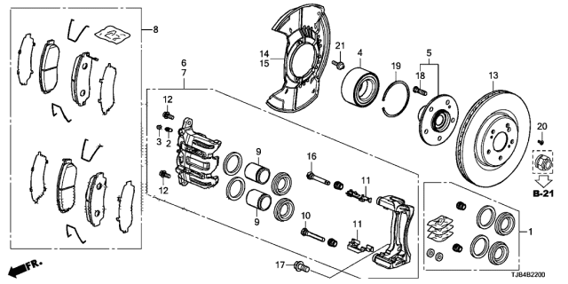 2020 Acura RDX Caliper Set Front Diagram for 01463-T0A-A01