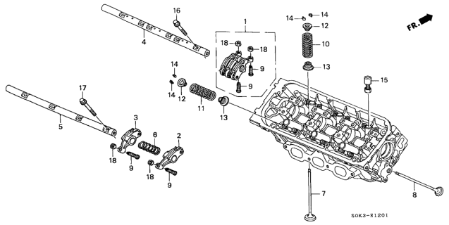 2003 Acura TL 4 Door TL KA 5AT Valve - Rocker Arm (Rear) Diagram