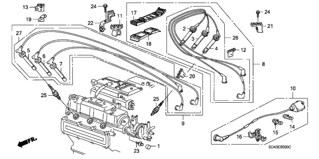 1990 Acura Legend 4 Door LS KA 4AT High Tension Cord Diagram