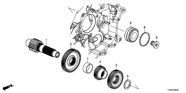 2019 Acura MDX 5 Door ADV (HYBRID (AWD)) KA DCT AT Countershaft Diagram