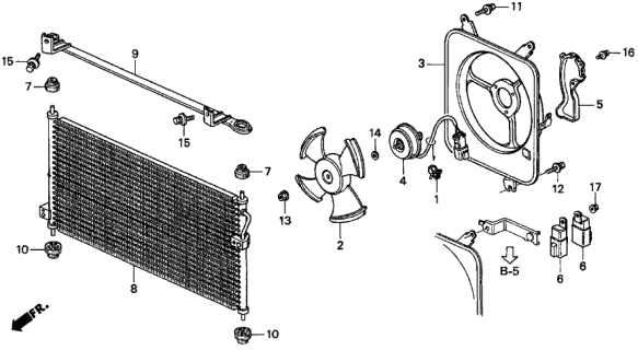 1997 Acura CL Bracket, Condenser Mount (Upper) Diagram for 80111-SV4-A00