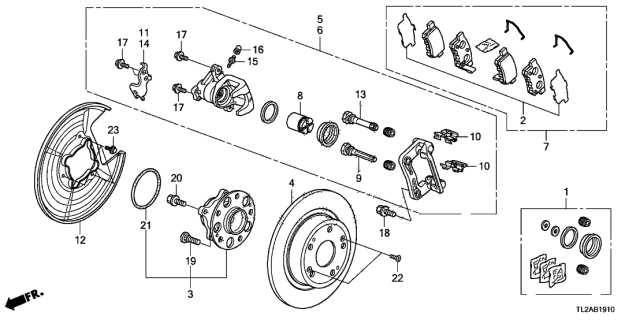 2013 Acura TSX 4 Door TSX V6 KA 5AT Rear Brake Diagram