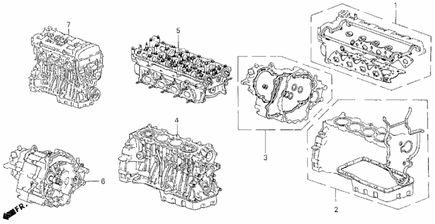 1991 Acura Integra Cylinder Block Gasket Kit Diagram for 061B1-PR4-A00