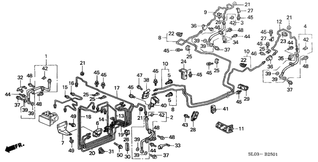 2000 Acura NSX Clip C, Brake Pipe Diagram for 46394-SL0-000