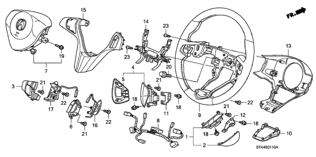 2008 Acura RDX Steering Wheel (SRS) Diagram