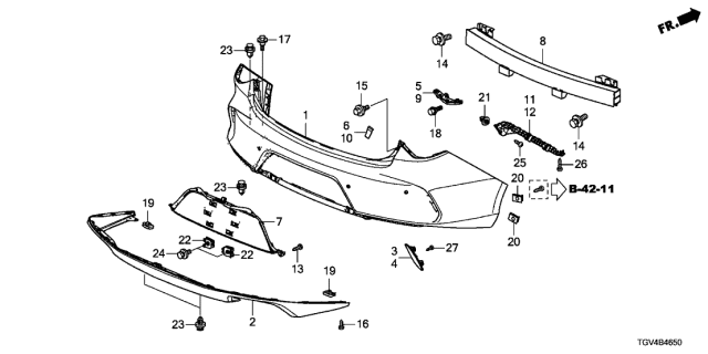 2021 Acura TLX Rear Bumper Diagram