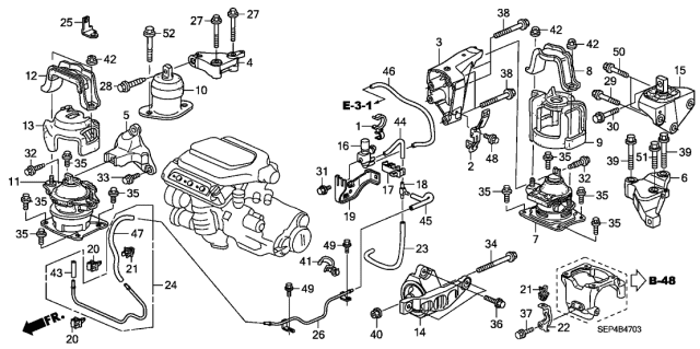 2007 Acura TL Transmission Mount Bracket (Upper) Diagram for 50670-SEP-A00