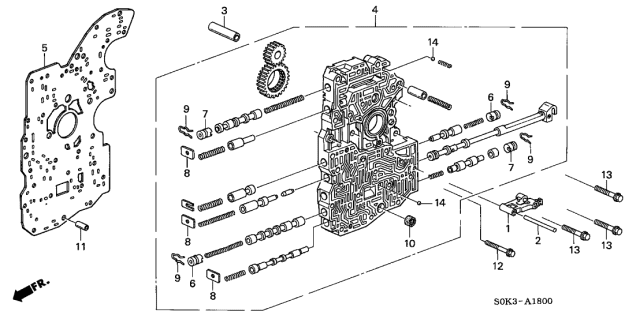 2000 Acura TL Body Assembly, Main Valve Diagram for 27000-P7W-020