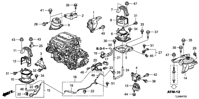 2012 Acura TSX Engine Mounts (V6) Diagram