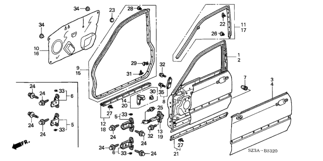 2004 Acura RL Front Door Panels Diagram