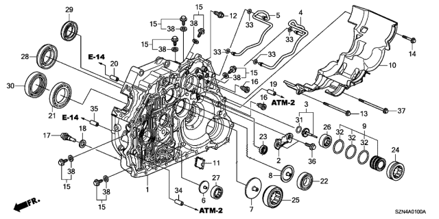 2011 Acura ZDX AT Torque Converter Case Diagram