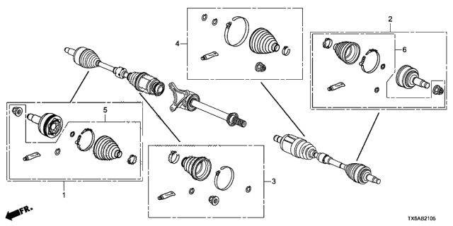 2021 Acura ILX 4 Door 24TECH (A-SPEC) KA DCT Front Driveshaft Set Short Parts Diagram