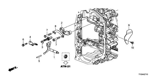 2020 Acura RLX Holder, Parking Brake Rod Diagram for 24543-5MX-A00