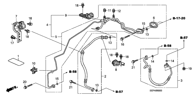 2008 Acura TL 4 Door BASE (NAVIGATION) KA 5AT A/C Hoses - Pipes Diagram