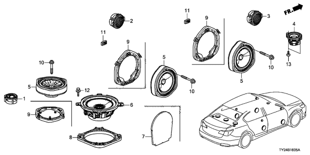 2014 Acura RLX 4 Door TECH (HYBRID) KA DCT Speaker Diagram