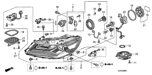 2009 Acura RL Right Headlight Unit Diagram for 33101-SJA-A21