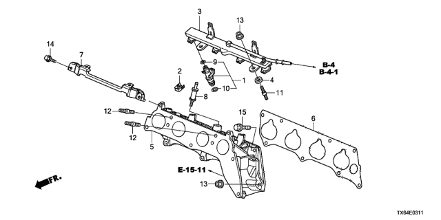 2013 Acura ILX Fuel Injector (2.4L) Diagram