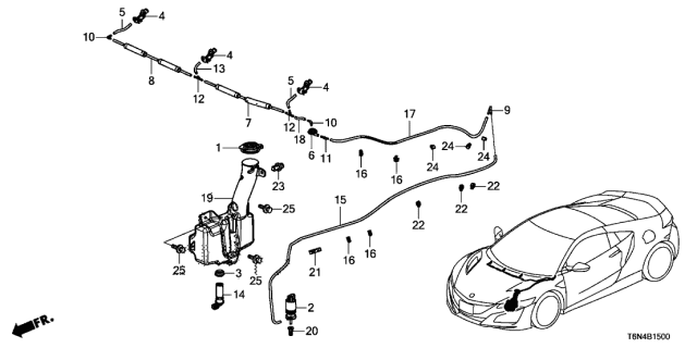 2018 Acura NSX Windshield Washer Pump Diagram for 76806-TK4-A51