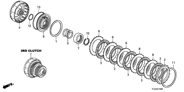 2013 Acura TSX 4 Door TSX V6 KA 5AT AT Clutch (3RD) Diagram