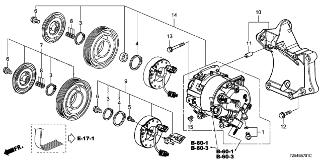 2019 Acura MDX A/C Compressor Diagram for 38810-5J6-A22