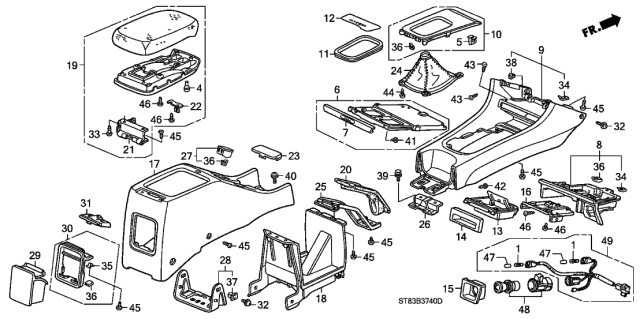 1998 Acura Integra Console Diagram