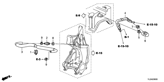 2013 Acura TSX 4 Door TSX KA 5AT Breather Tube (L4) Diagram