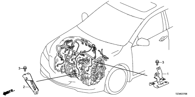 2019 Acura TLX 4 Door ADV (AWD 19INCH) KA 9AT Engine Wire Harness Stay Diagram