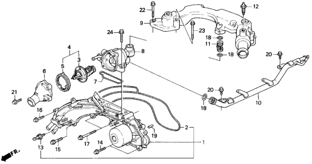 1992 Acura Legend Water Pump Diagram for 19200-PY3-000
