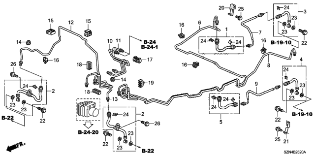 2010 Acura ZDX 5 Door TECH KA 6AT Brake Lines (VSA) Diagram