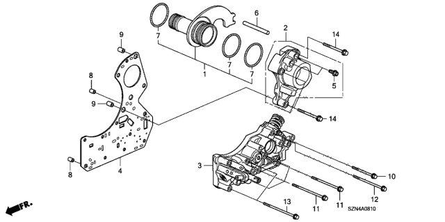 2010 Acura ZDX AT Regulator Body Diagram