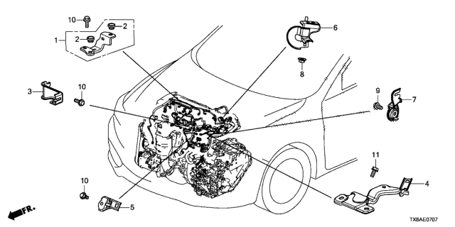 2021 Acura ILX 4 Door 24BASE KA DCT Engine Wire Harness Stay Diagram