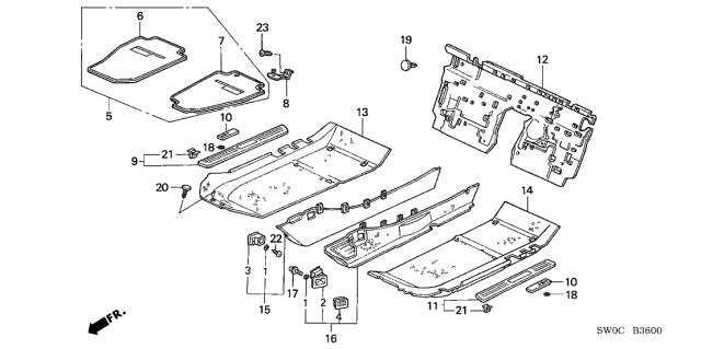 2003 Acura NSX Garnish, Driver Side Heater (Lower) (New Pure Red) Diagram for 83383-SL0-A01ZH