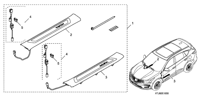 2021 Acura RDX Left Front Garnish Assembly Diagram for 08E12-TJB-2M002