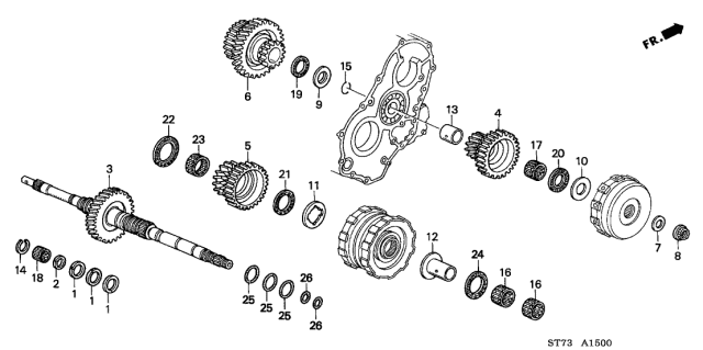 2001 Acura Integra Gear, Mainshaft Fourth Diagram for 23461-P4P-A00