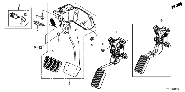 2018 Acura RDX Pedal Assembly, Accelerator Diagram for 17800-T1W-A01