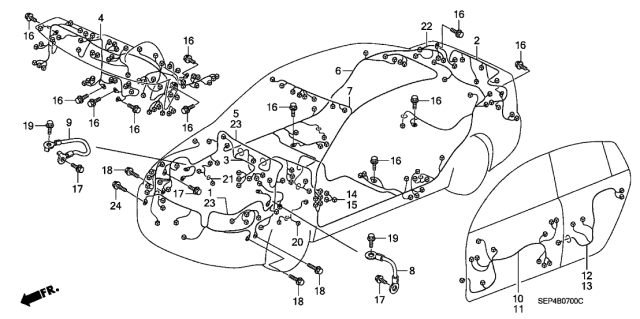 2004 Acura TL 4 Door BASE (NAVIGATION) KA 5AT Wire Harness Diagram