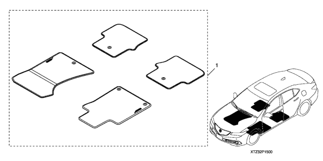 2020 Acura TLX Carpet Floor Mat (A-Spec) Diagram