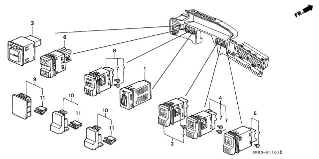 1992 Acura Integra Controller, Illumination Diagram for 35150-SK7-A01