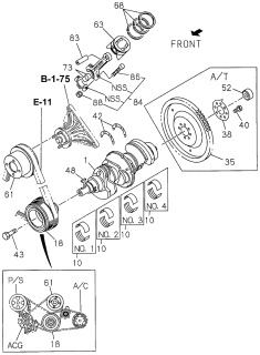 1997 Acura SLX Crankshaft - Piston - Flywheel Diagram