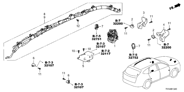 2022 Acura MDX Bracket, Front Diagram for 77935-TYA-A20