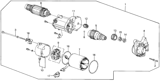 1987 Acura Integra 3 Door LS KA 4AT Starter Motor (DENSO) Diagram