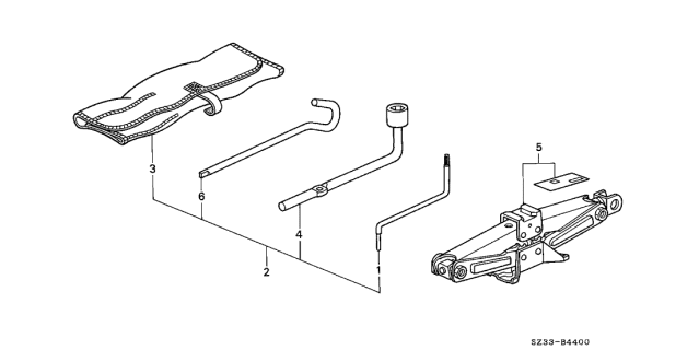 2001 Acura RL 4 Door RL (NAVIGATION) KA 4AT Tools - Jack Diagram