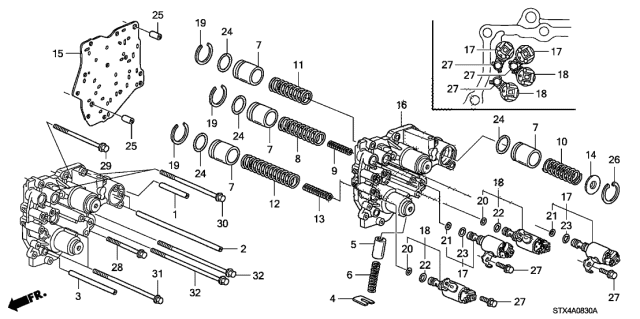 2007 Acura MDX AT Accumulator Body Diagram