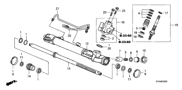 2010 Acura RDX 5 Door TECH KA 5AT P.S. Gear Box Components Diagram