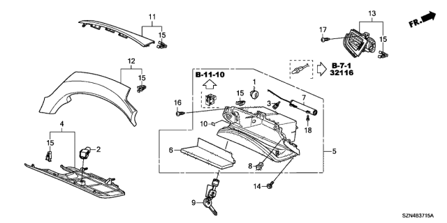 2010 Acura ZDX 5 Door TECH KA 6AT Instrument Panel Garnish Diagram 2