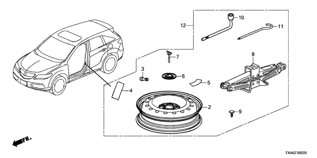 2018 Acura RDX Pantograph Jack Diagram for 89310-SJK-013