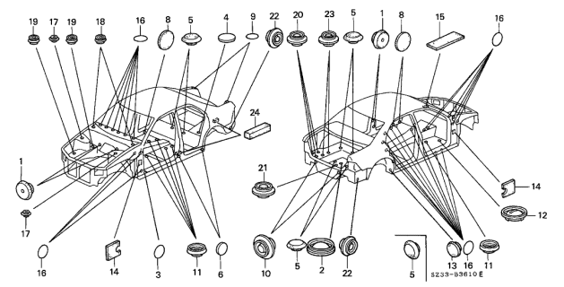 1996 Acura RL Grommet Diagram 1