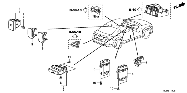 2009 Acura TSX 4 Door TSX (TECH) KA 5AT Switch Diagram